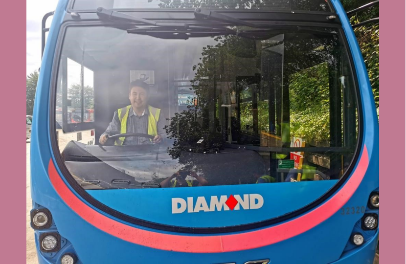 Shaun pretending to drive a bus!