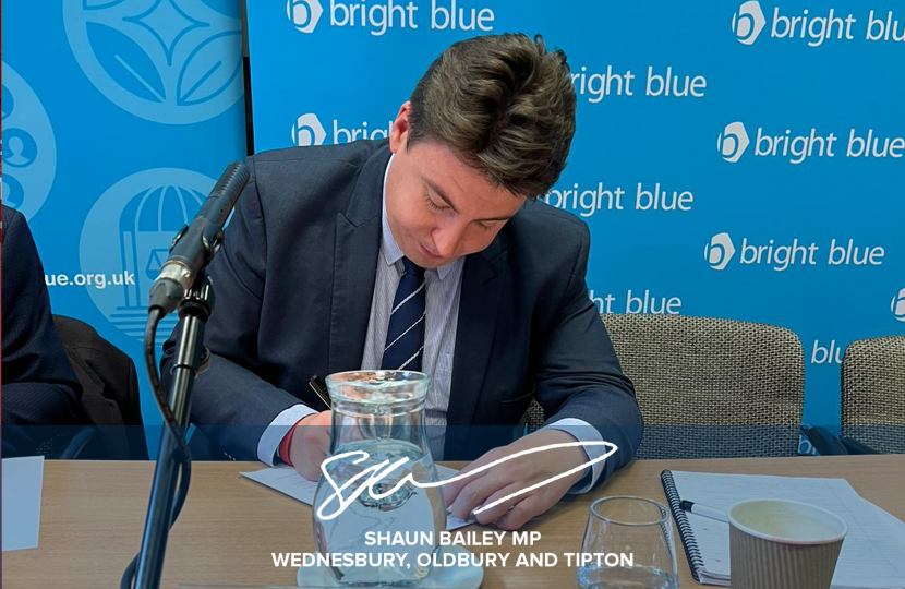 Shaun Bailey MP speaking at the Bright Blue event