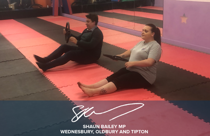 Shaun Bailey MP partaking in the sit up challenge