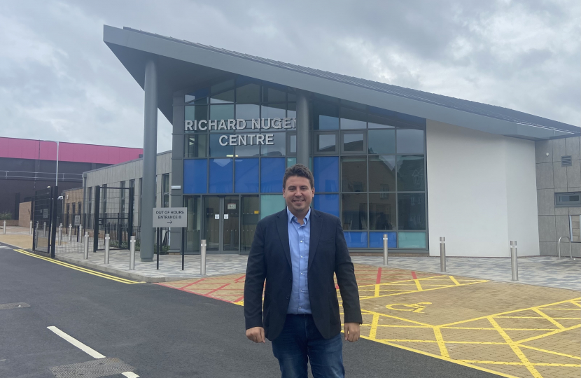 Shaun outside the new primary care centre