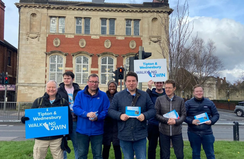 Shaun in Wednesbury with councillors and candidates