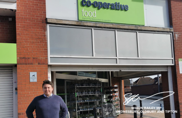 Shaun Bailey MP outside The Co-Operative