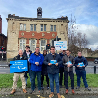 Shaun in Wednesbury with councillors and candidates